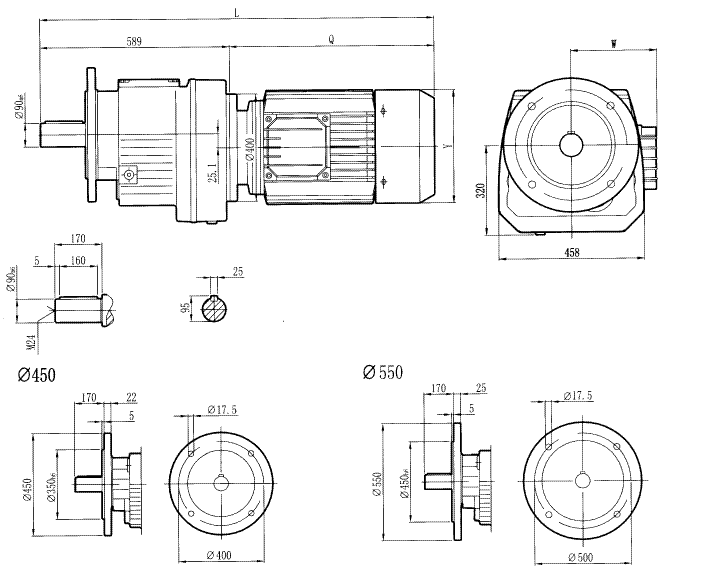 RCF137..型硬齒輪減速機(jī)安裝尺寸圖