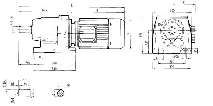 RC147..型硬齒輪減速機(jī)安裝尺寸圖