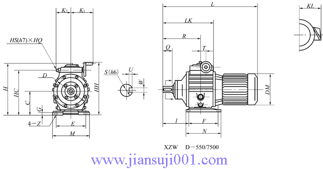 XZWD系列(電動(dòng)機(jī)直聯(lián)型)外形及安裝尺寸