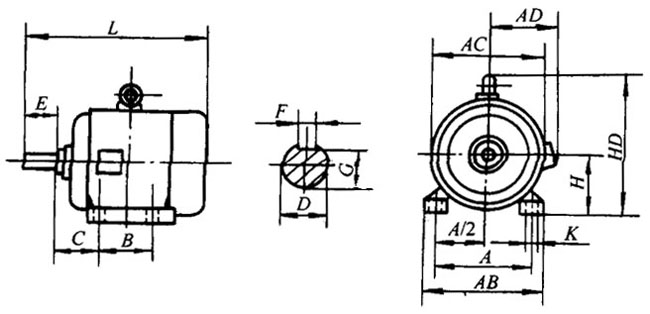 YGD型三相異步電動機(H250~315mm)外形及安裝尺寸